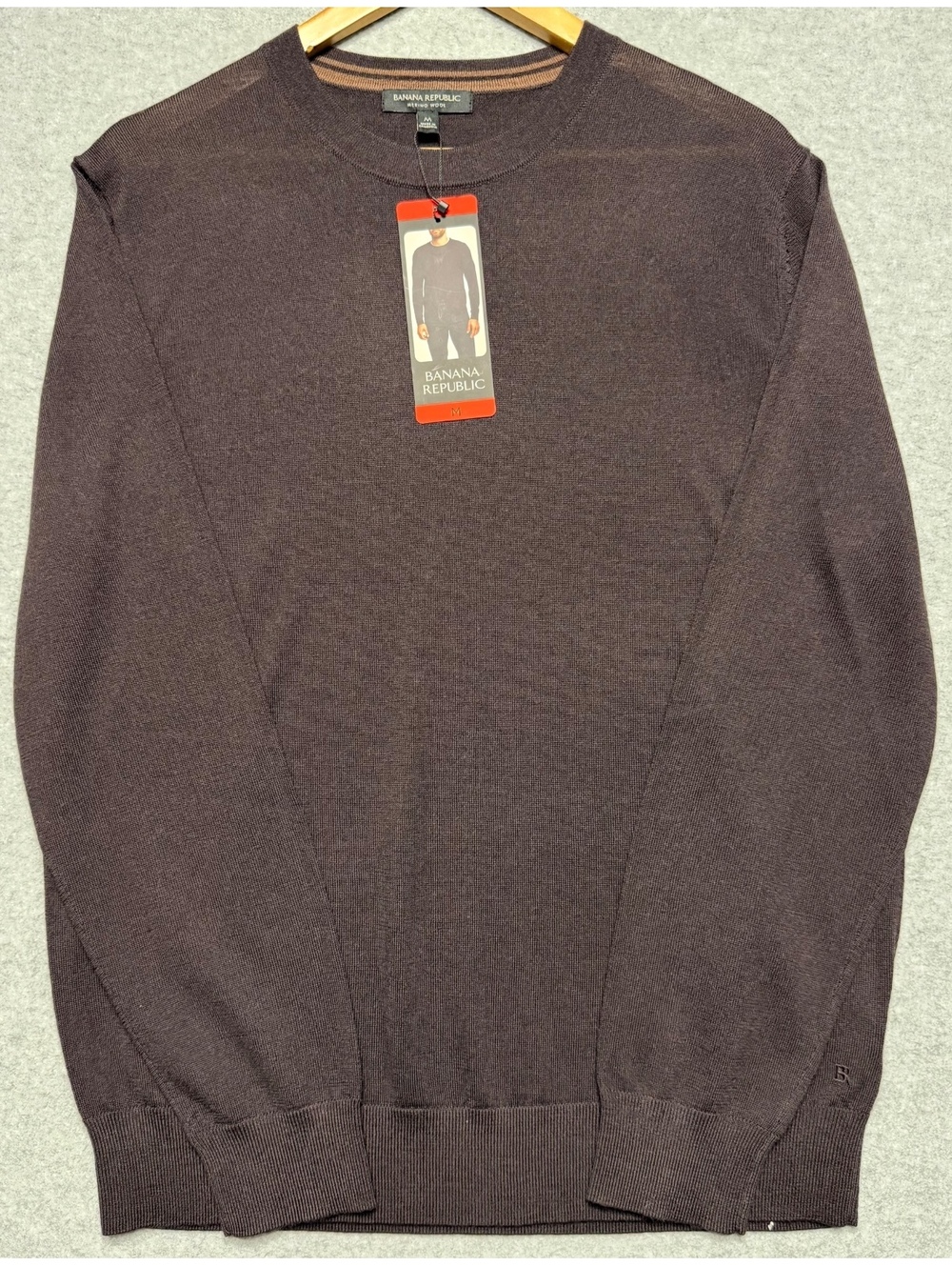 Banana Republic Merino Wool Crewneck Sweater Brown Men’s Medium NWT